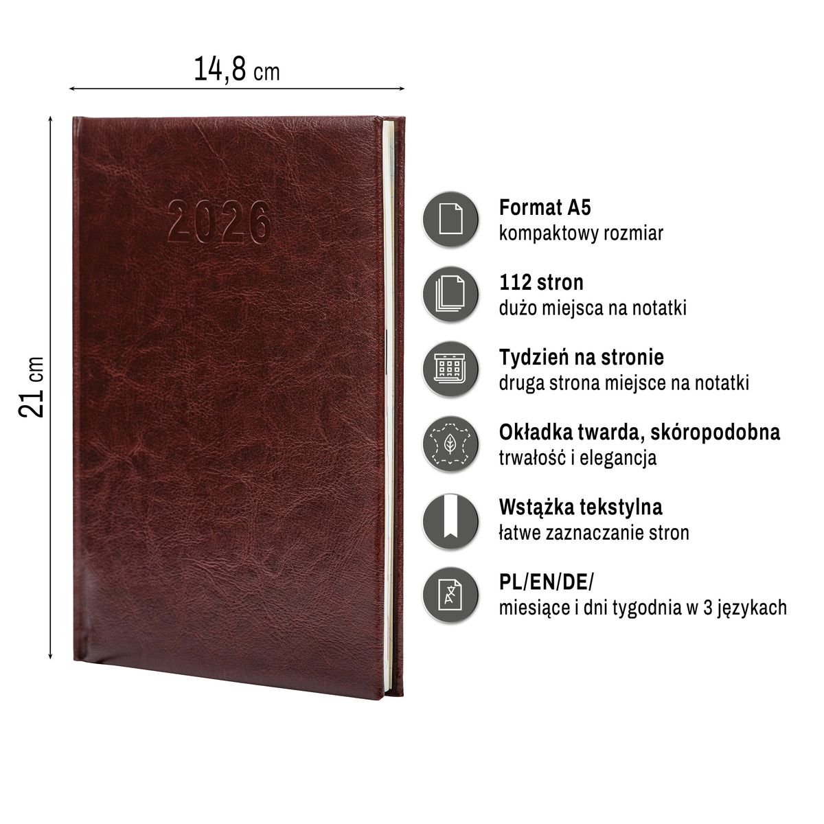 Kalendarz książkowy (terminarz) (308040) k:4071-670 A5 Press (tygodniowy)