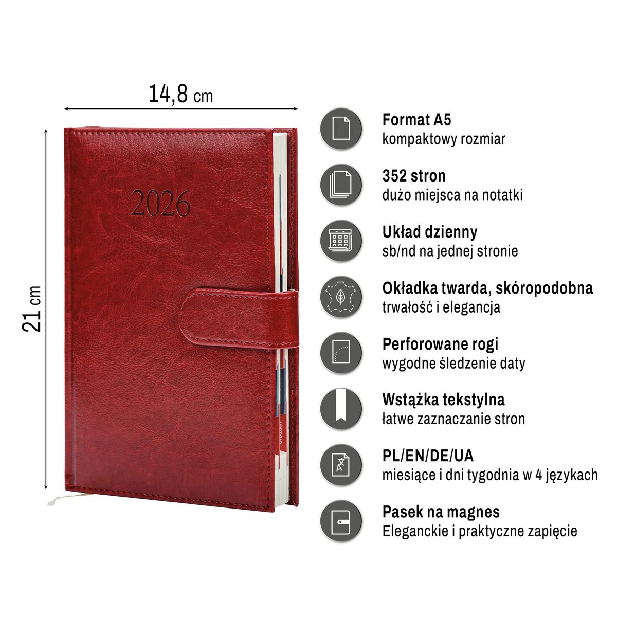 Kalendarz książkowy (terminarz) (308040) k:4071-670 BUSINESS PREMIUM A5 Press (DZIENNY)