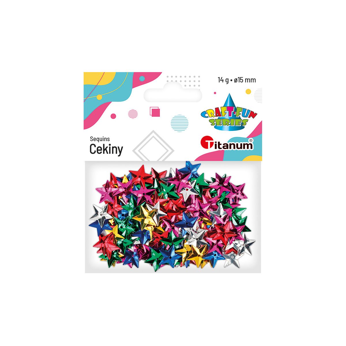 Cekiny Craft-Fun Series gwiazdki 15mm mix 14g Titanum (CG035)