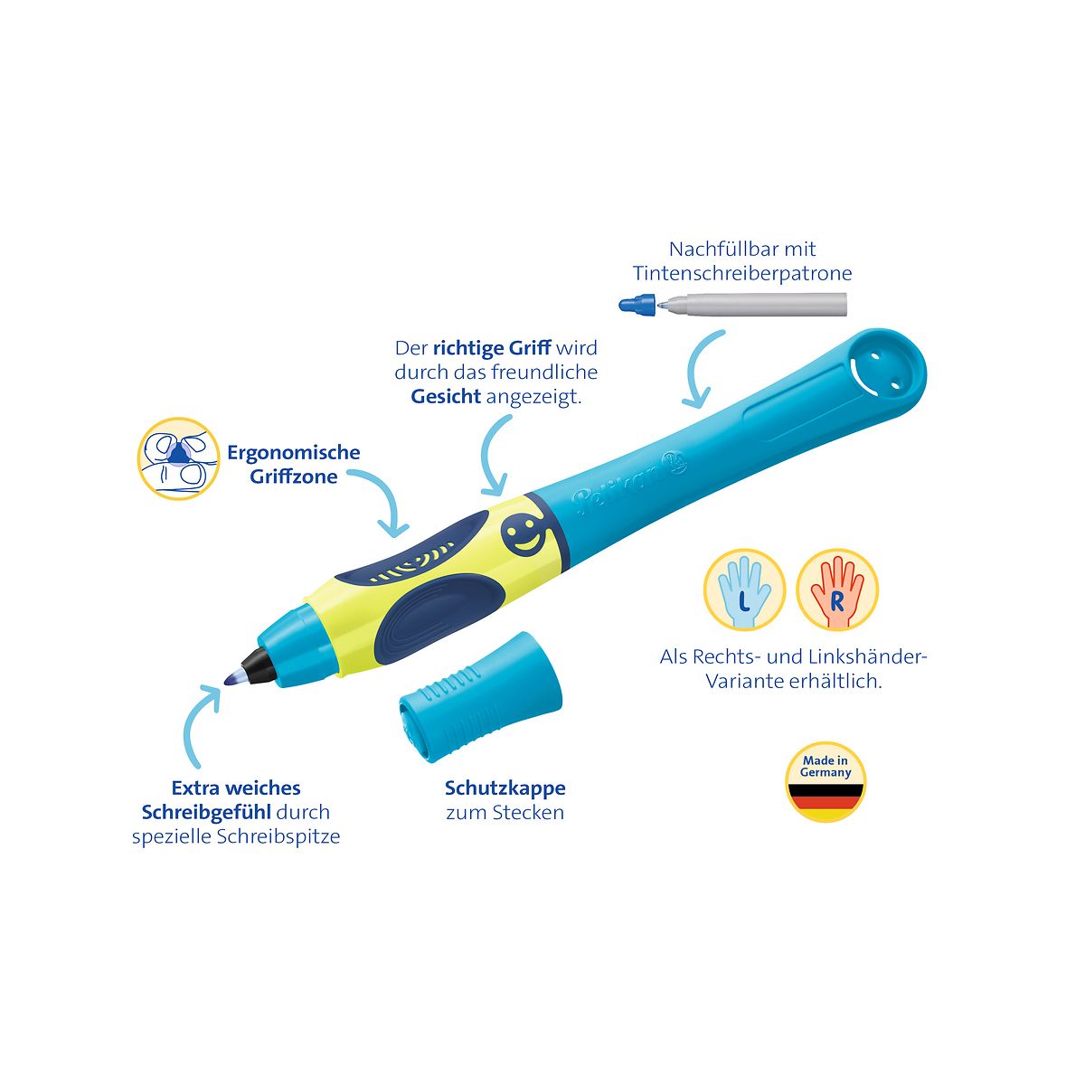 Pióro kulkowe Pelikan Dla Praworęcznych Griffix neon fresh blue (400191571)