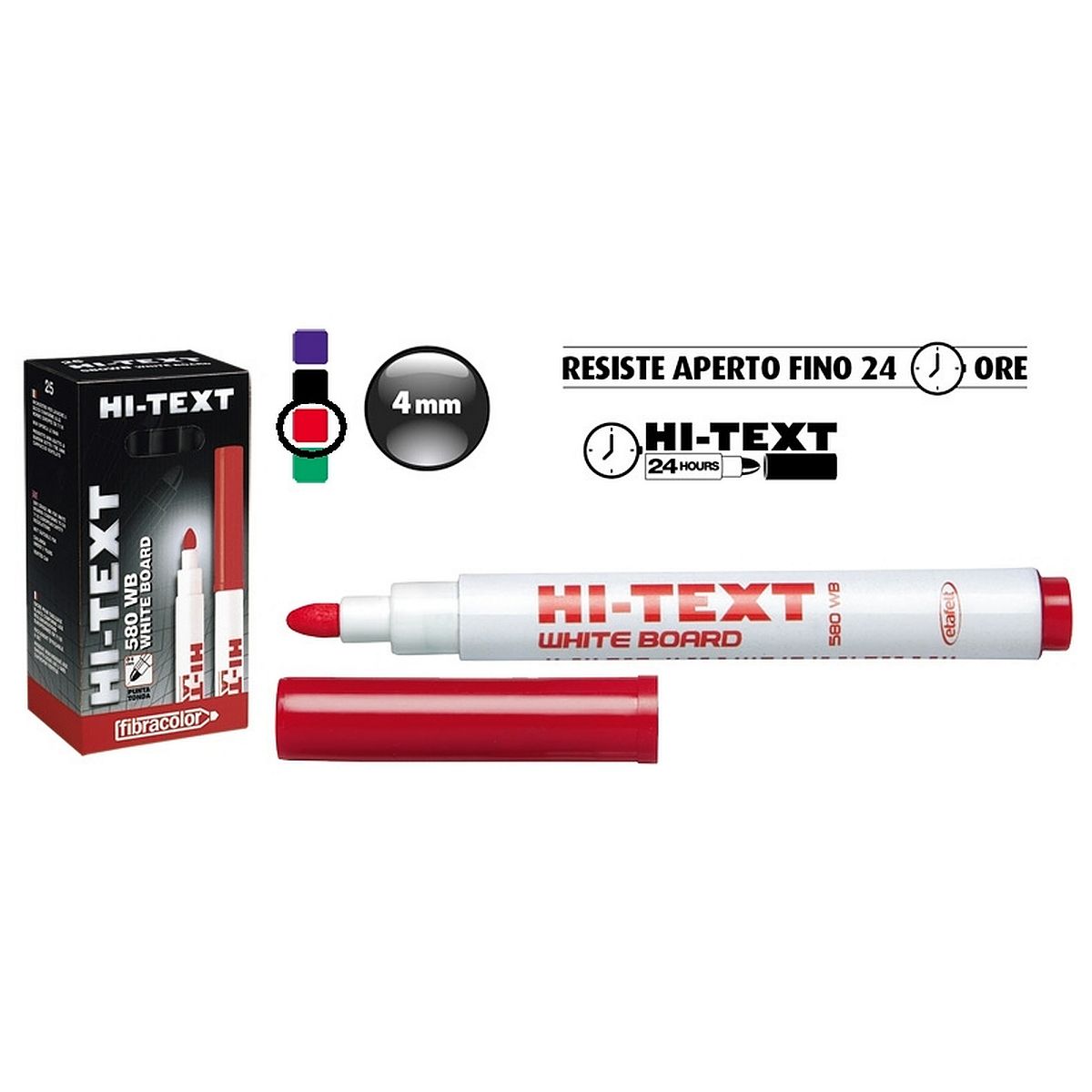 Marker suchościeralny czerwony 0,6mm okrągła końcówka Fibracolor