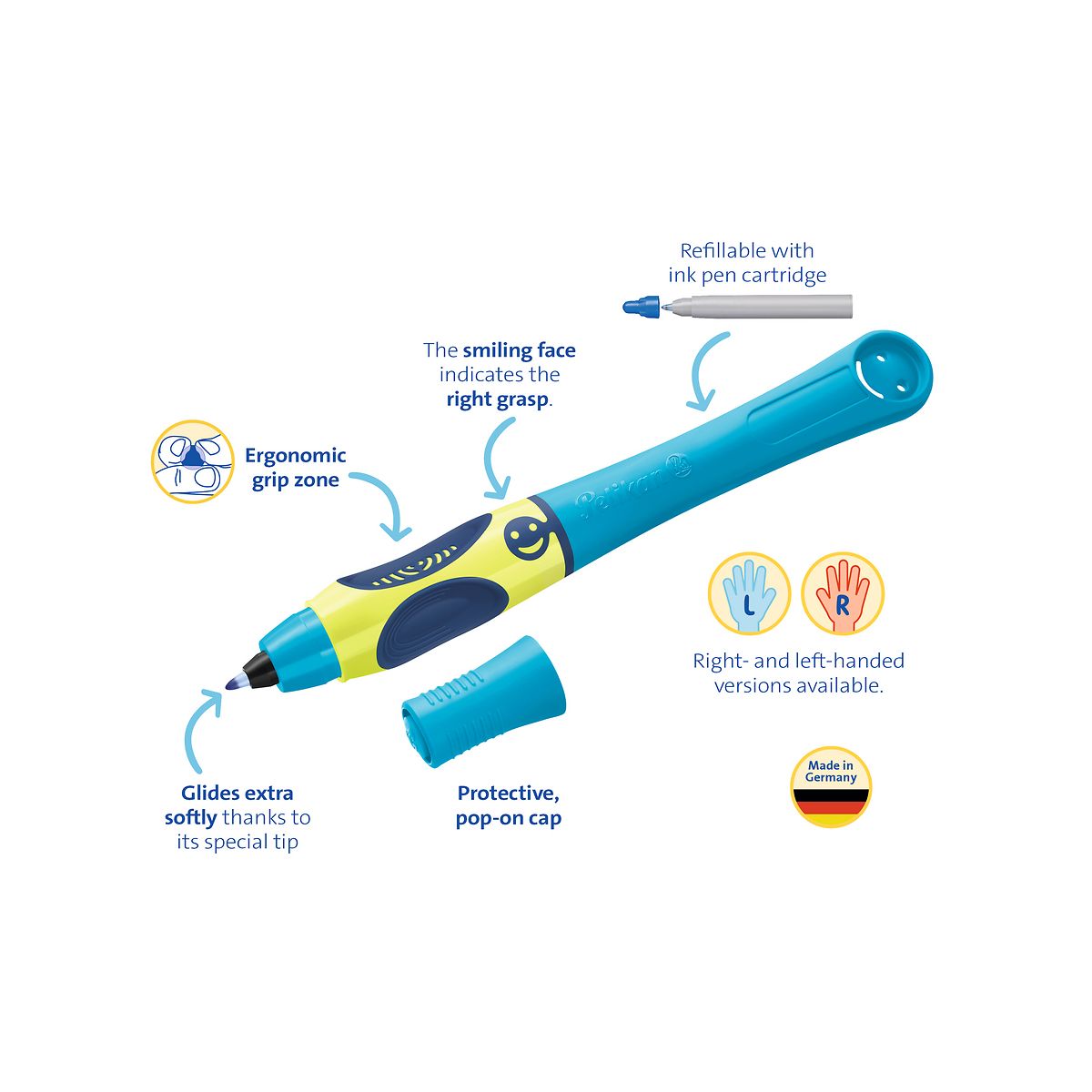 Pióro kulkowe Pelikan Dla Praworęcznych Griffix neon fresh blue (400191571)