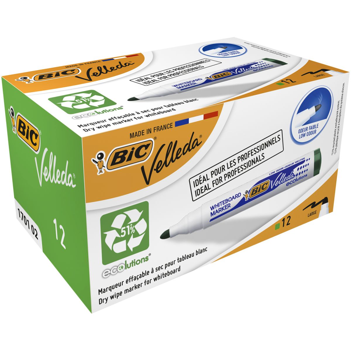 Marker suchościeralny Bic Velleda Ecolutions 1701 zielony 1,5mm ścięta końcówka (904940)