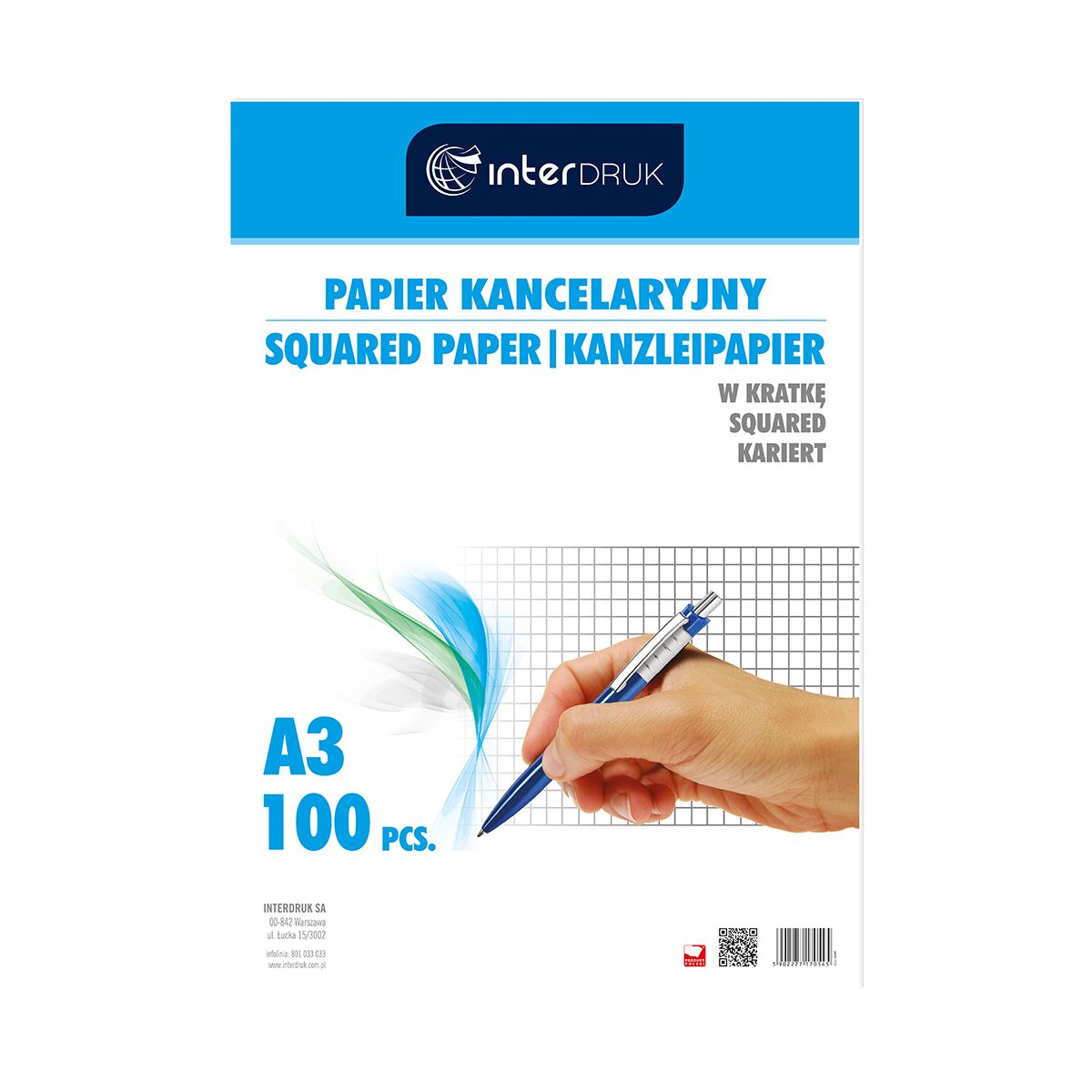 Papier kancelaryjny Interdruk A3 krata [mm:] 297x420 (PAKA100)