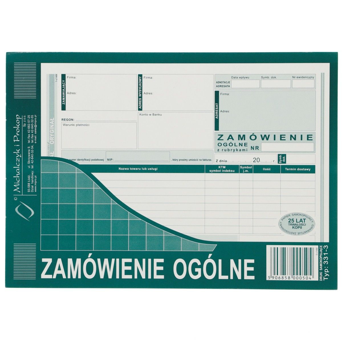 Druk samokopiujący Michalczyk i Prokop S o/1k A5 80k. (331-3)