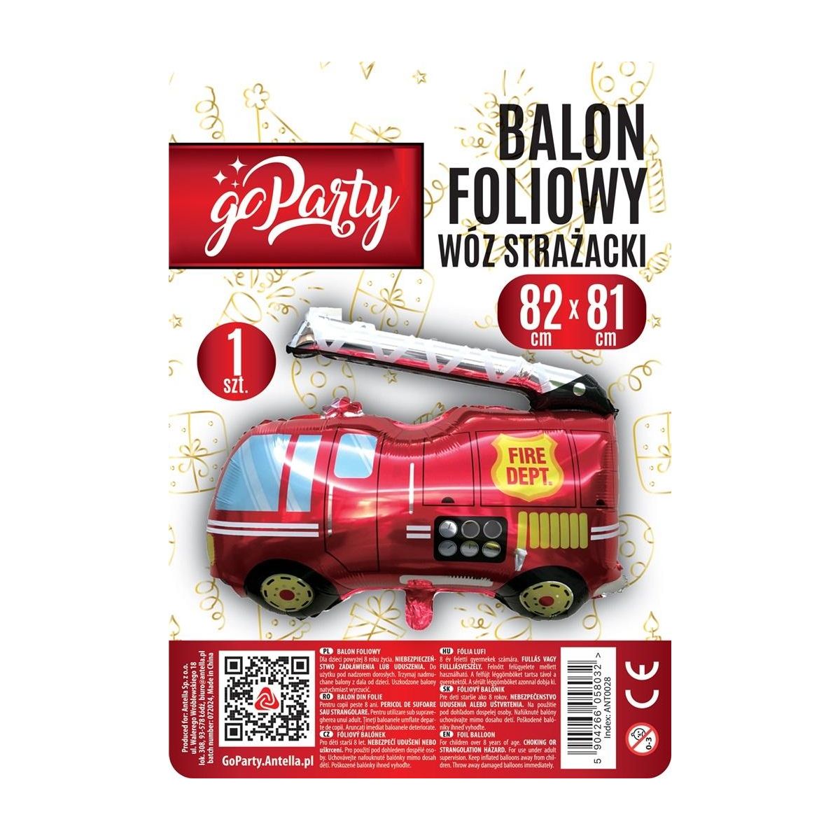 Balon foliowy Antella Wóz strażacki 82x81cm