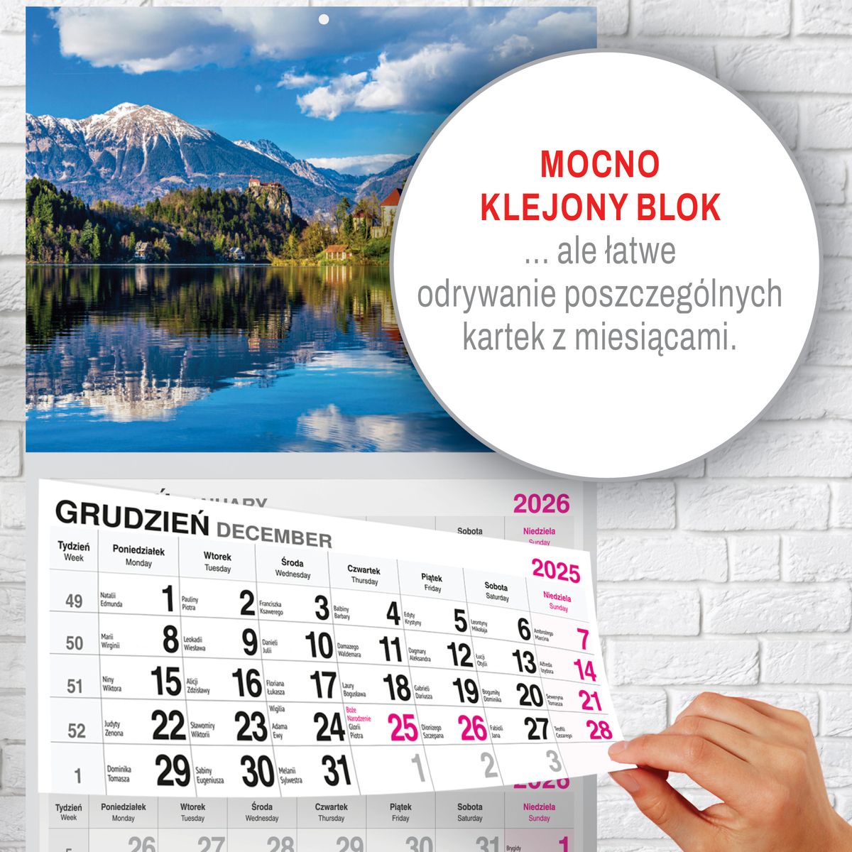Kalendarz ścienny (401000) k:2915-377 PREMIUM trójdzielny A4 Press (WIDOK)