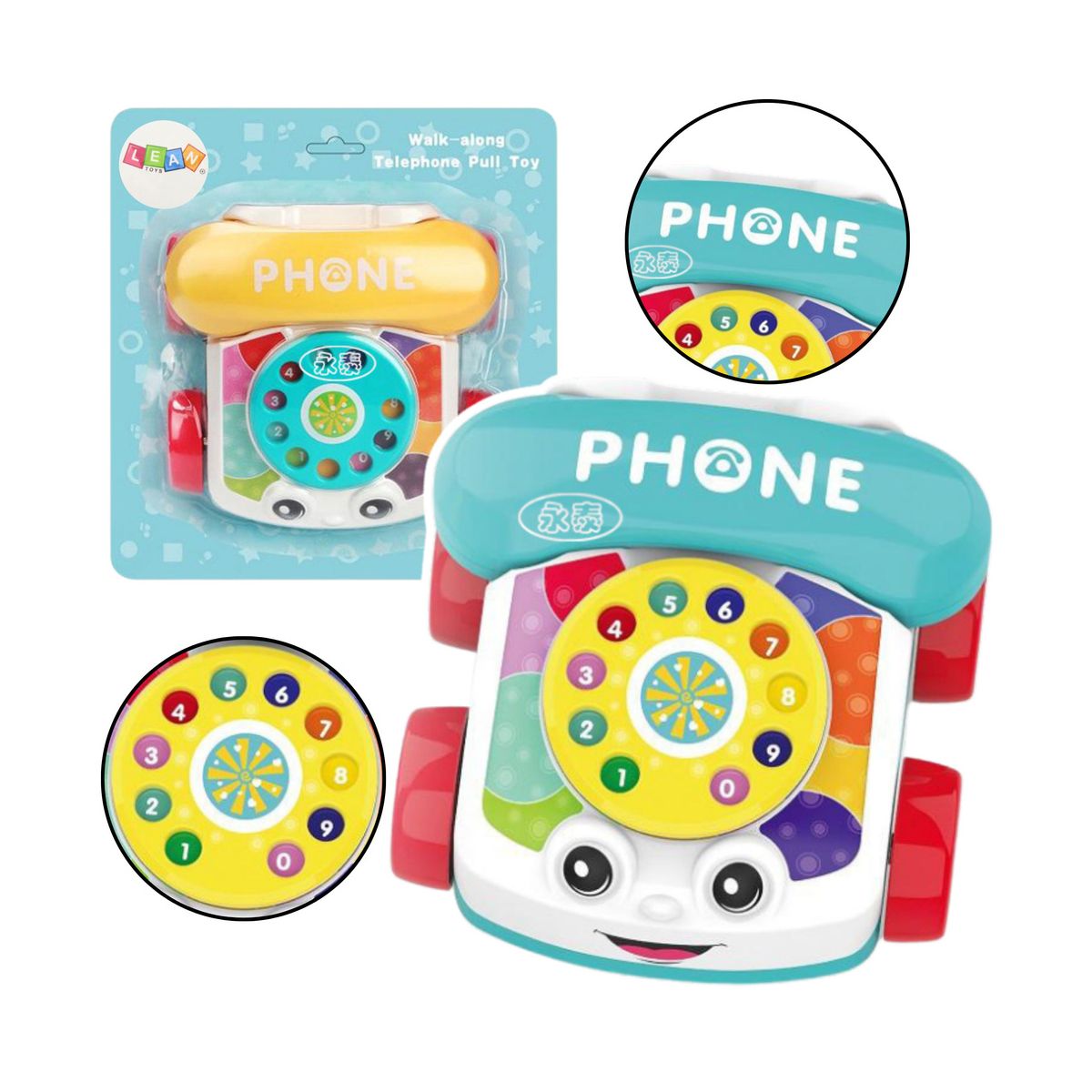 Telefon zabawkowy na kółkach niebieski Lean (22858)