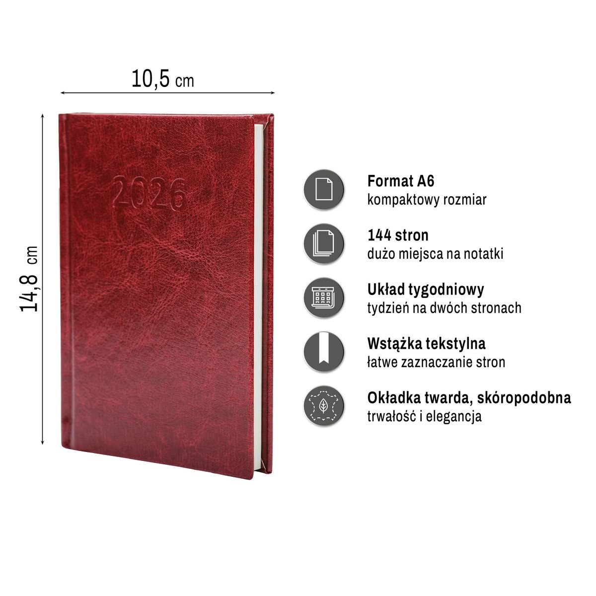 Kalendarz książkowy (terminarz) (308040) k:4071-670 PRESTIGE A6 Press (tygodniowy)