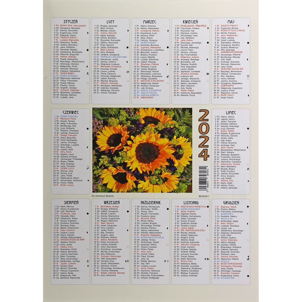 Kalendarz ścienny (401000) k:2915-377 plakietka A4 250mm x 350mm Beskidy