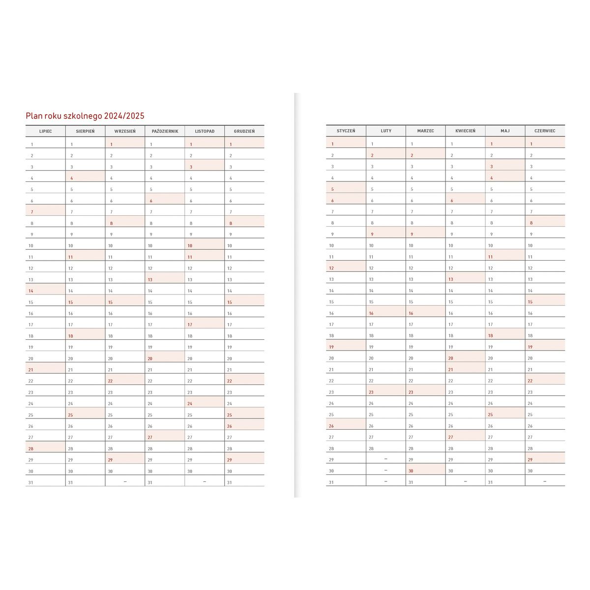 Kalendarz nauczyciela książkowy (terminarz) B6TN089B- Wydawnictwo Wokół Nas 2024/2025 B6 PCV bezbarwny B6 (MODERN)