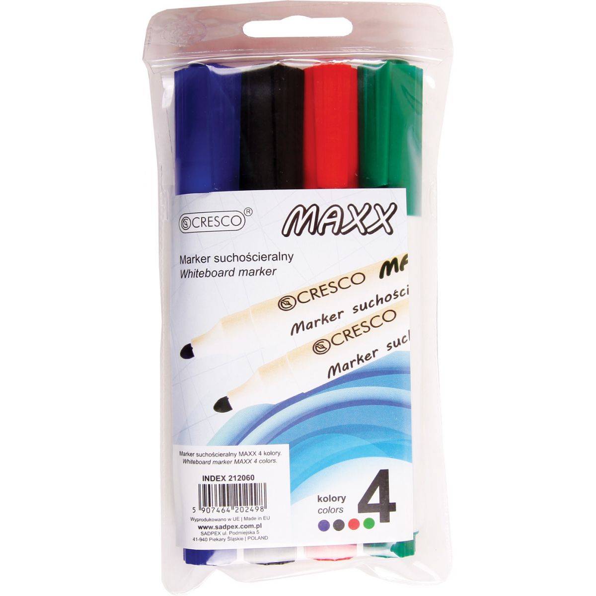 Marker suchościeralny Cresco Maxx komplet 4 kolory okrągła końcówka (212060)