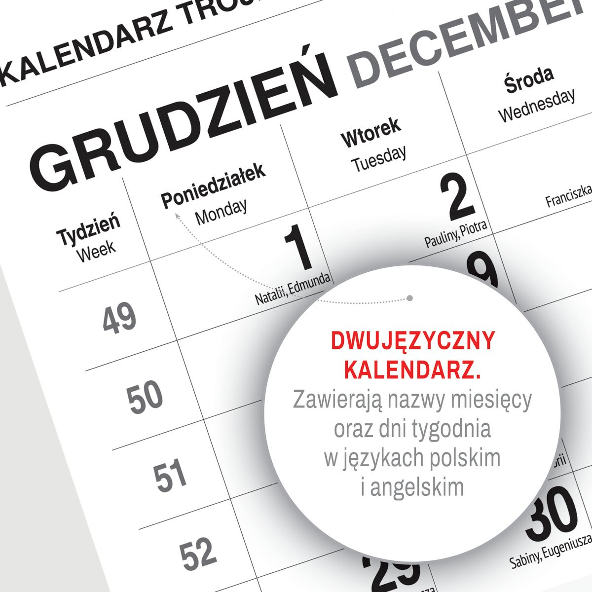 Kalendarz ścienny (401000) k:2915-377 LAS A4 Press