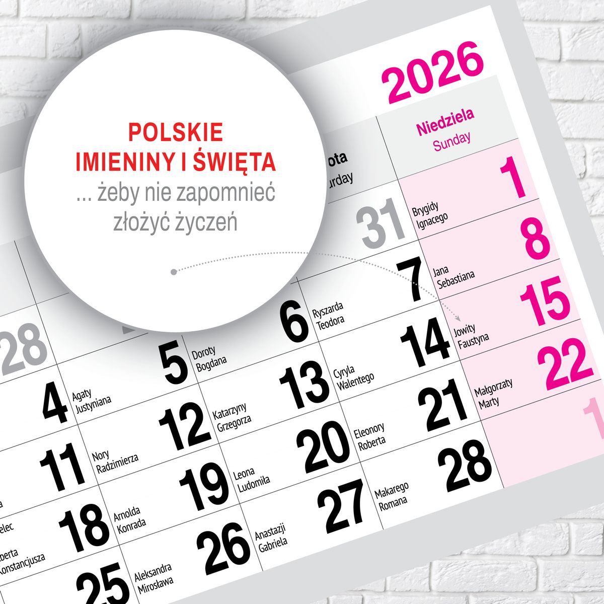 Kalendarz ścienny (401000) k:2915-377 PREMIUM trójdzielny A4 Press (BUKIETY)