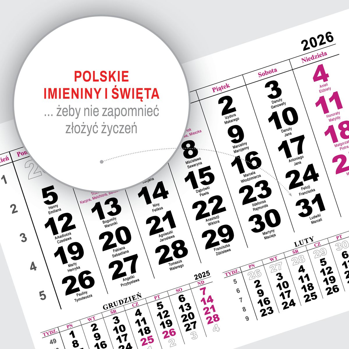 Kalendarz ścienny (401000) k:2915-377 JEDNODZIELNY WIDOK A4 210mm x 295mm Press