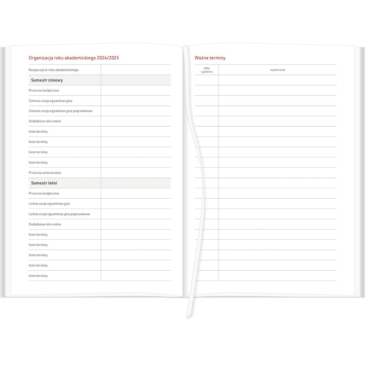 Kalendarz nauczyciela książkowy (terminarz) A5TA088B Wydawnictwo Wokół Nas 2024/2025 a5 TYGODNIOWY A5 (CROSS Z GUMKĄ CZERWONY)