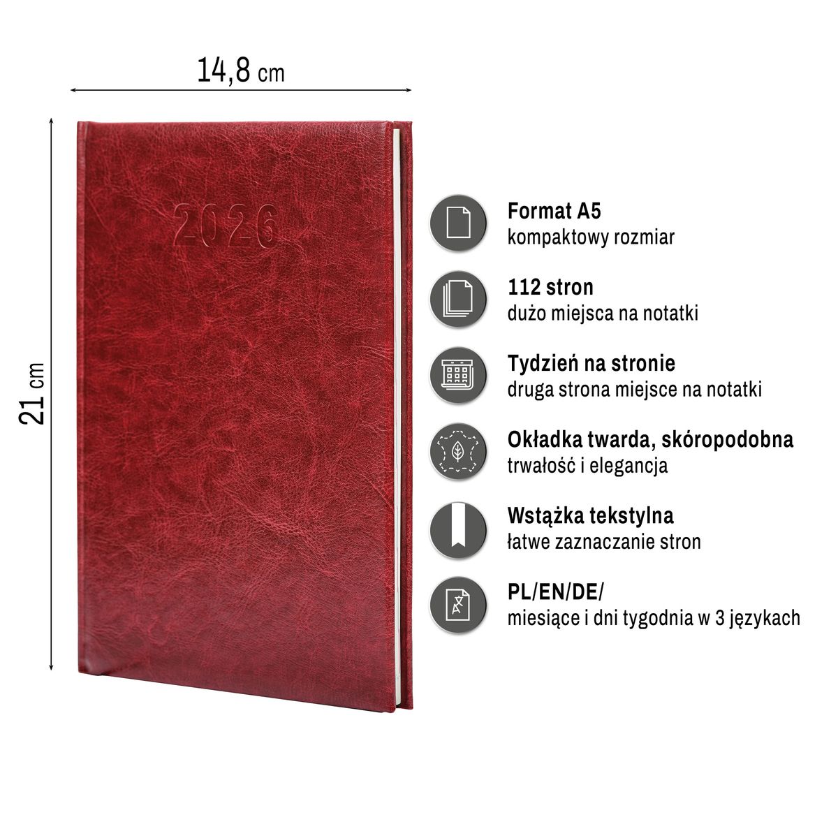 Kalendarz książkowy (terminarz) (308040) k:4071-670 A5 Press (tygodniowy)