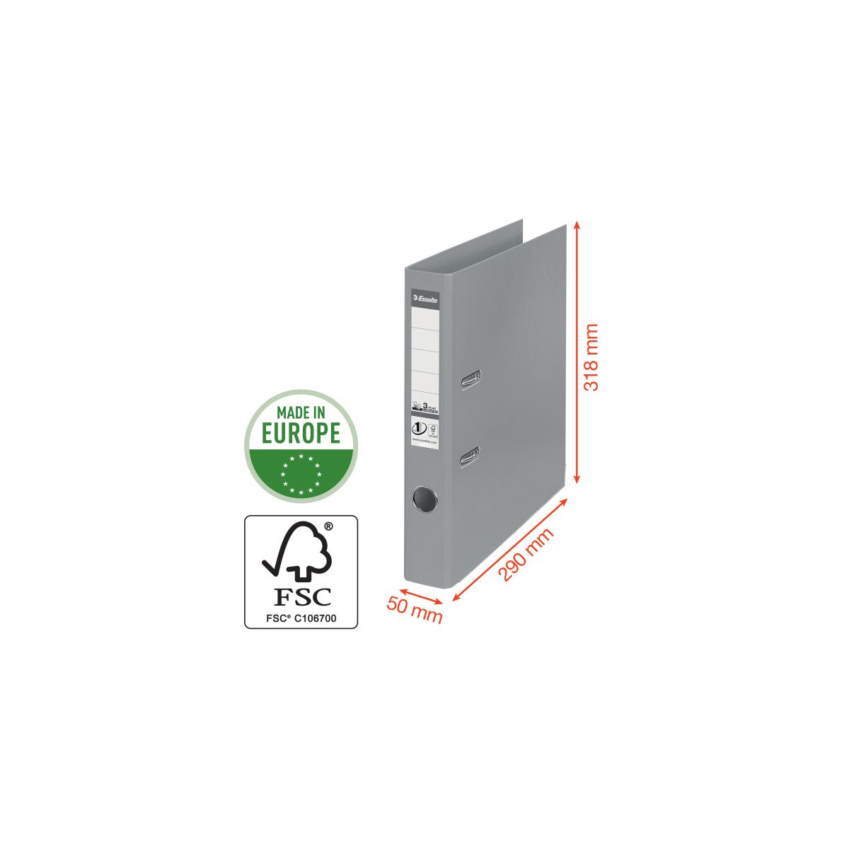 Segregator dźwigniowy Esselte No.1 Power A4 50mm fuksja (811413)