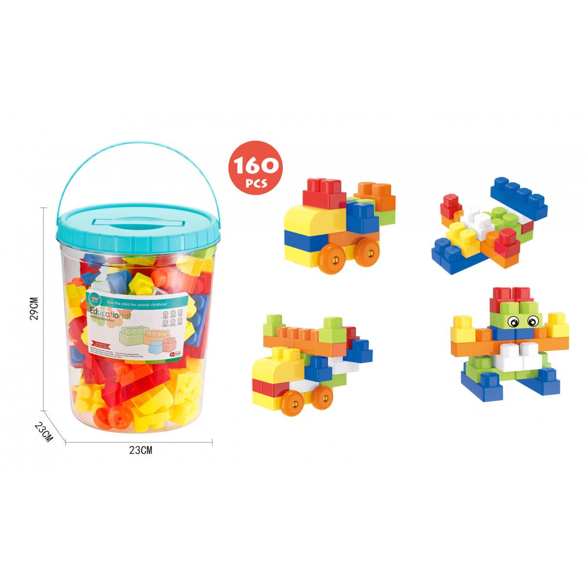 Klocki plastikowe Lean w wiaderku 160 elementów (18340)