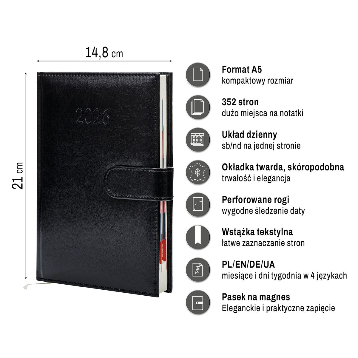 Kalendarz książkowy (terminarz) (308040) k:4071-670 BUSINESS PREMIUM A5 Press (DZIENNY)