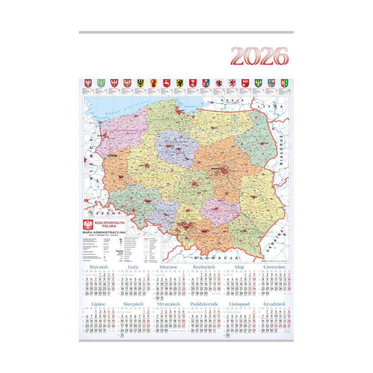 Kalendarz ścienny (401000) k:2915-377 MAPA plakatowy 607mm x 880mm Lucrum (PL15)