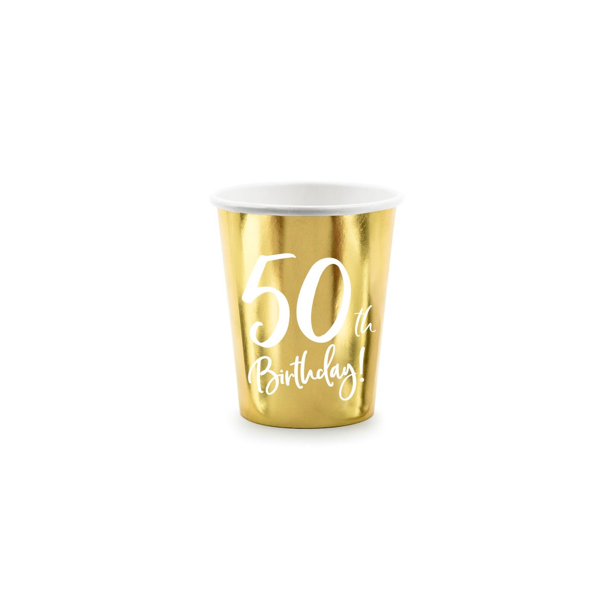 Kubek jednorazowy Partydeco 50th Birthday, złoty papier 220ml (KPP73-50-019M-EU1)