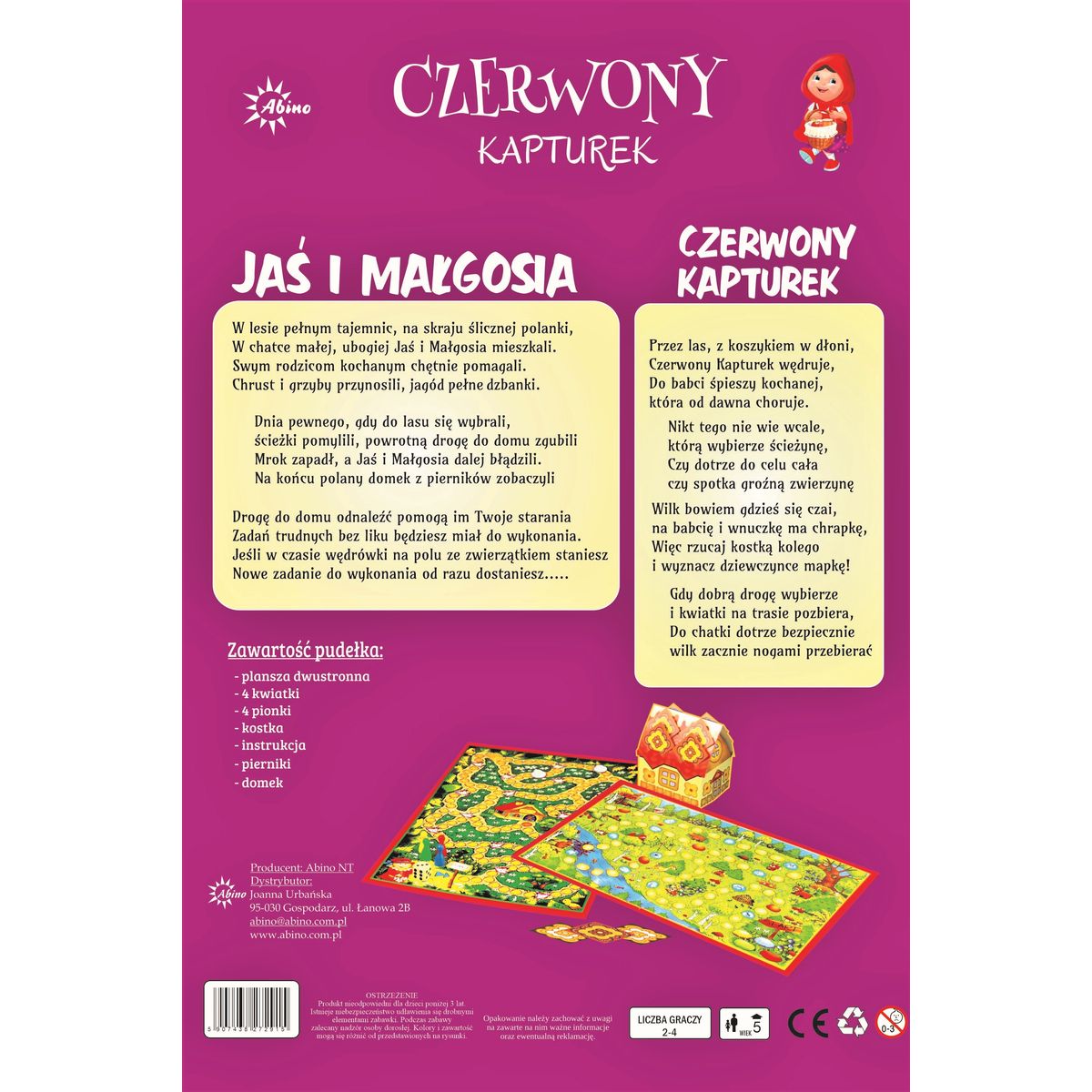 Gra planszowa Czerwony Kapturek - Jaś i Małgosia CZERWONY KAPTUREK Abino