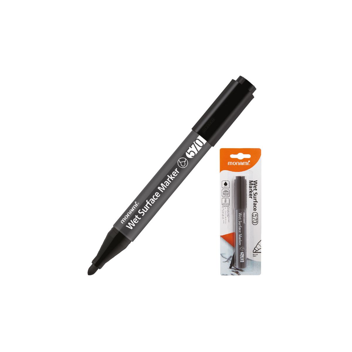 Marker specjalistyczny Monami Do Mokrych Powierzchni 2080140502 B 570/1B czarny 1,2mm (160-2531)