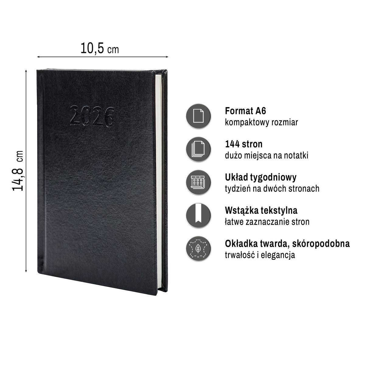 Kalendarz książkowy (terminarz) (308040) k:4071-670 PRESTIGE A6 Press (tygodniowy)