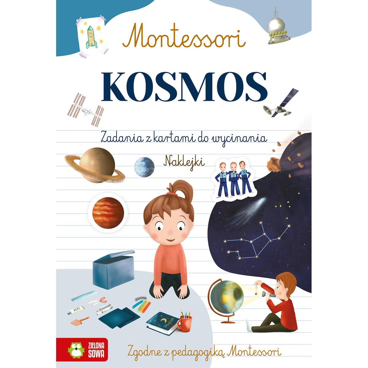 Książeczka edukacyjna Zielona Sowa Montessori. Kosmos.