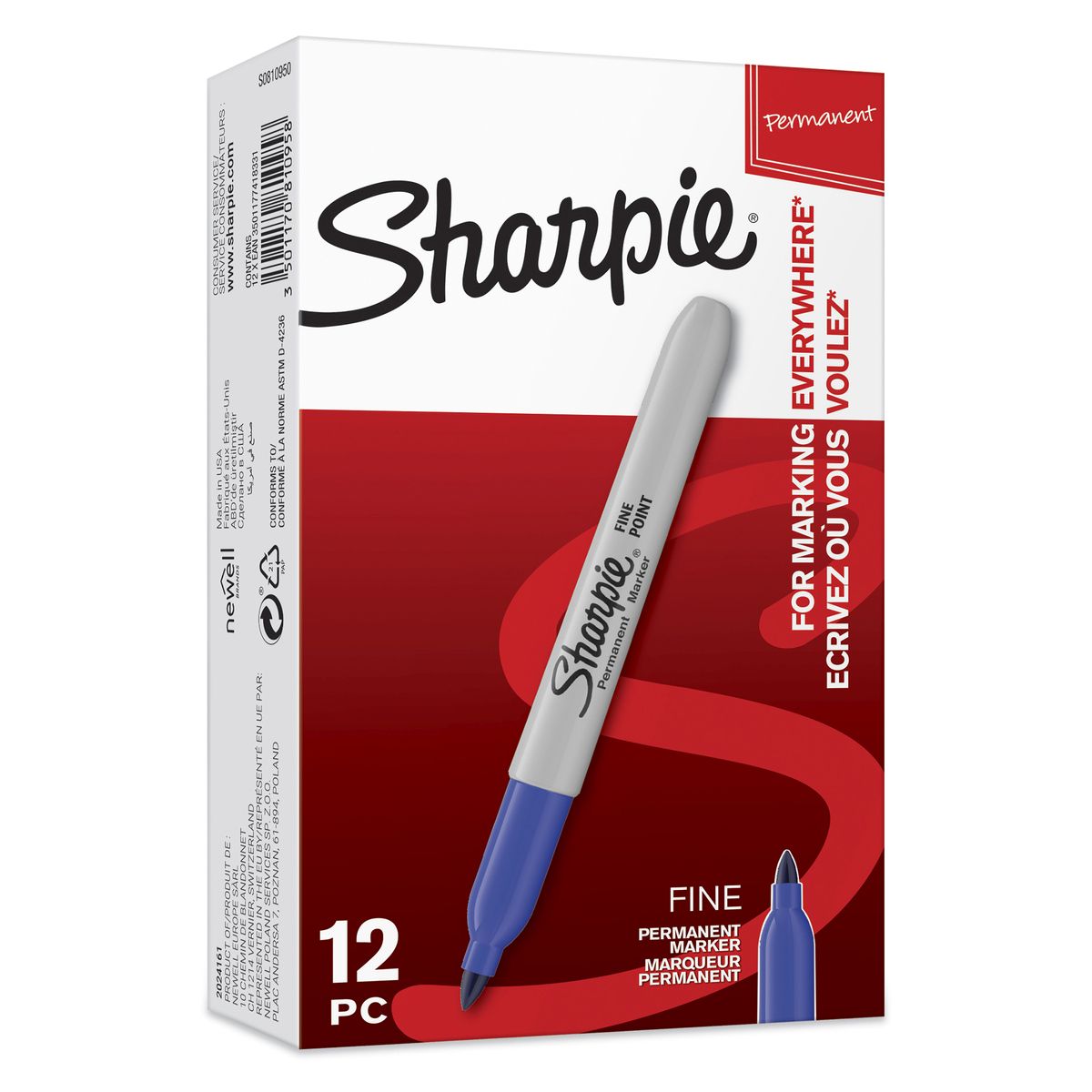 Marker permanentny Paper Mate niebieski okrągła/ścięta końcówka