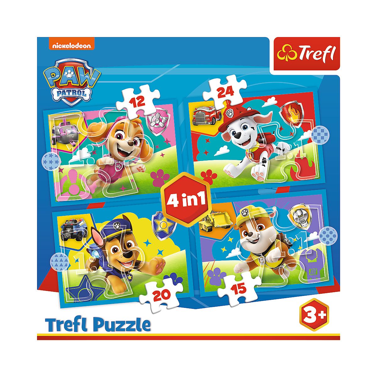 Puzzle Trefl Paw Patrol Biegnące Pieski 4w1 el. (34628)