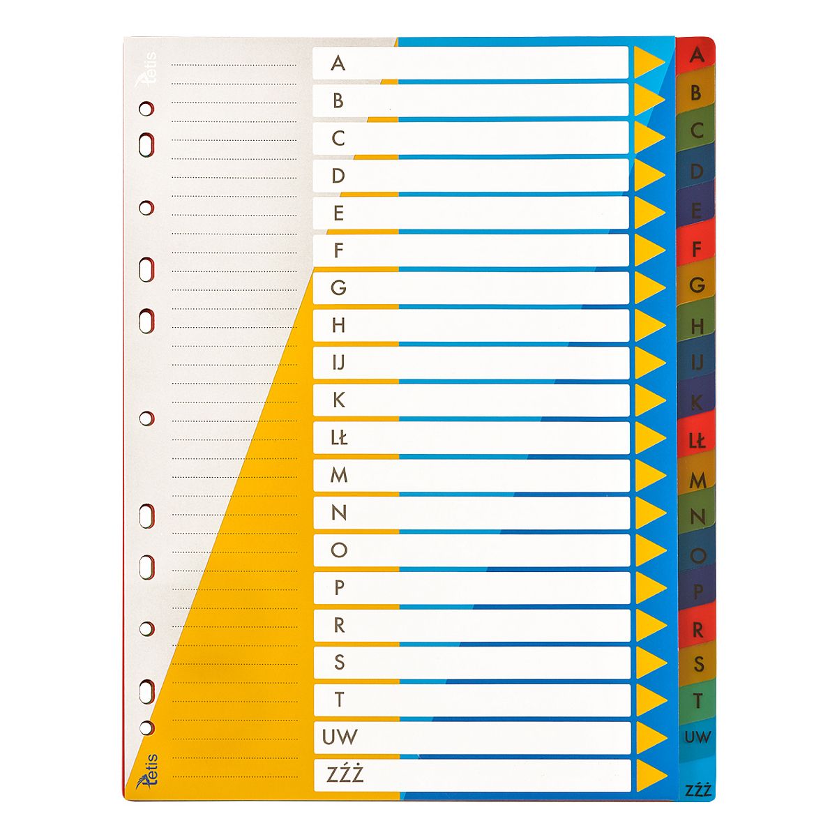 Przekładka alfabetyczna Tetis alfabetyczne A4 mix kolorów A-Z (BP631-AZ)