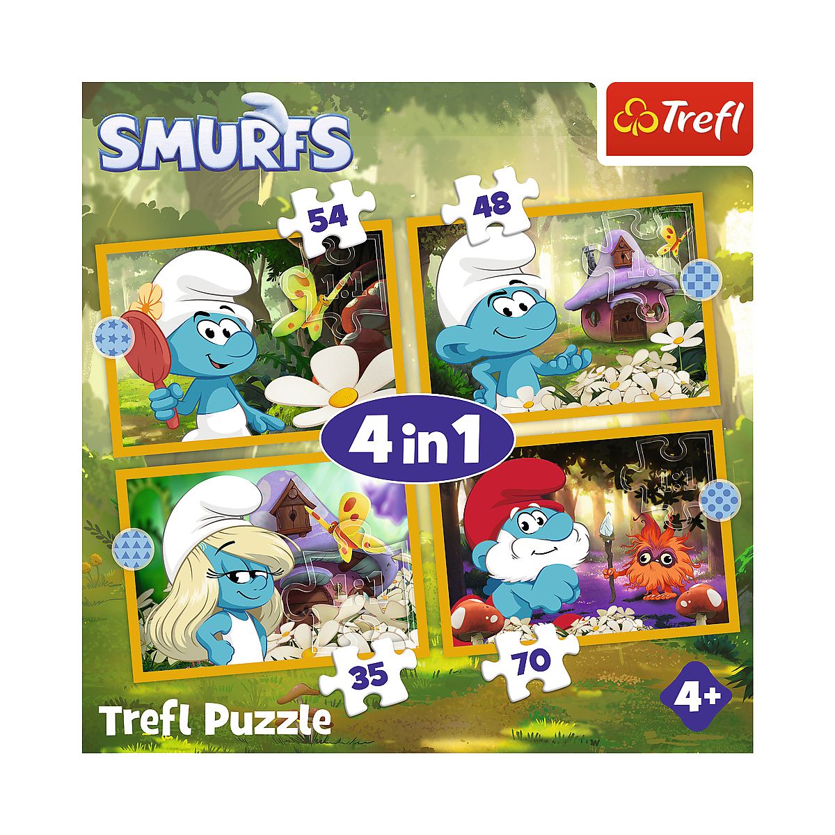 Puzzle Życie w Wiosce Smerfów 4w1 el. Trefl (34664)
