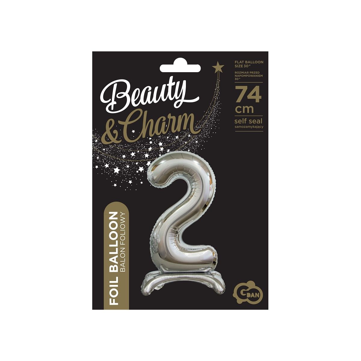 Balon gumowy Beauty&Charm cyfra stojąca srebrna Srebrny 30cal Godan (BC-ASS2)