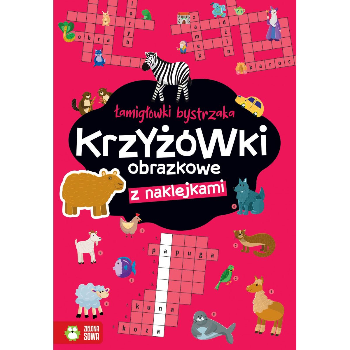 Książeczka edukacyjna Zielona Sowa Łamigłówki bystrzaka Krzyżówki obrazkowe