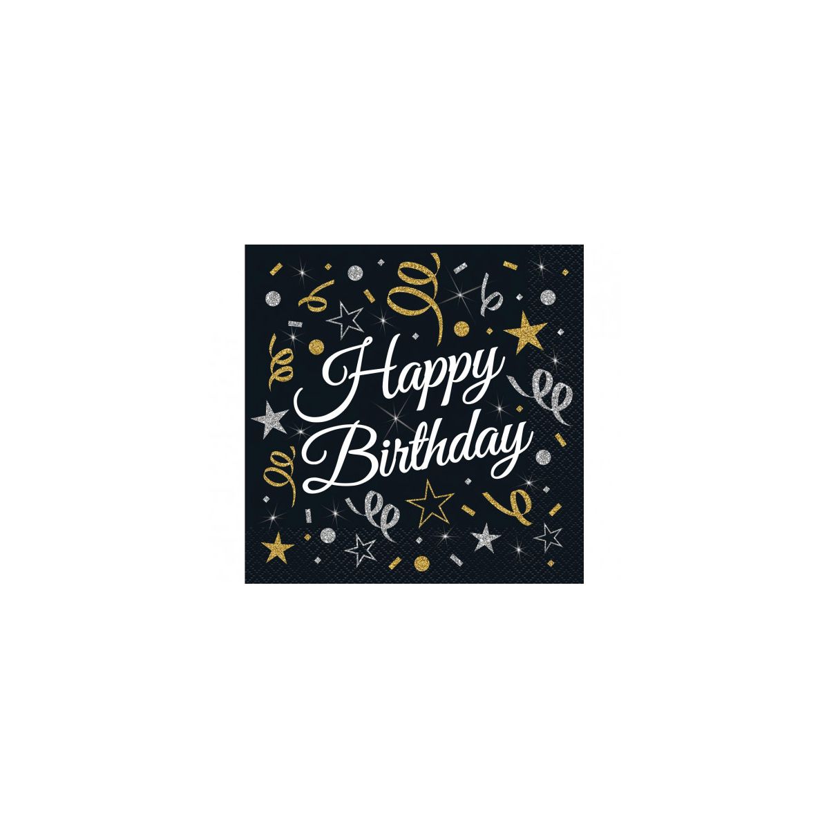 Serwetki Godan Happy Birthday CZARNY papier [mm:] 330x330 (PW-SHBI)