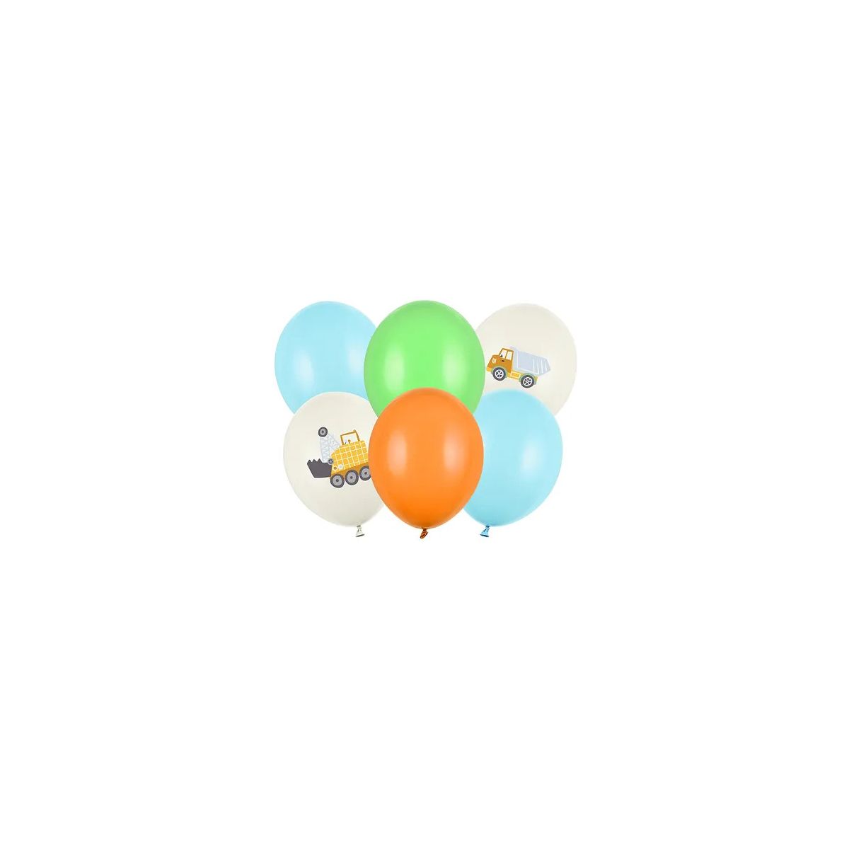 Balon gumowy Partydeco Pojazdy budowlane (1 op. / 6 szt.) mix 300mm 30cal (SB14P-334-000-6)