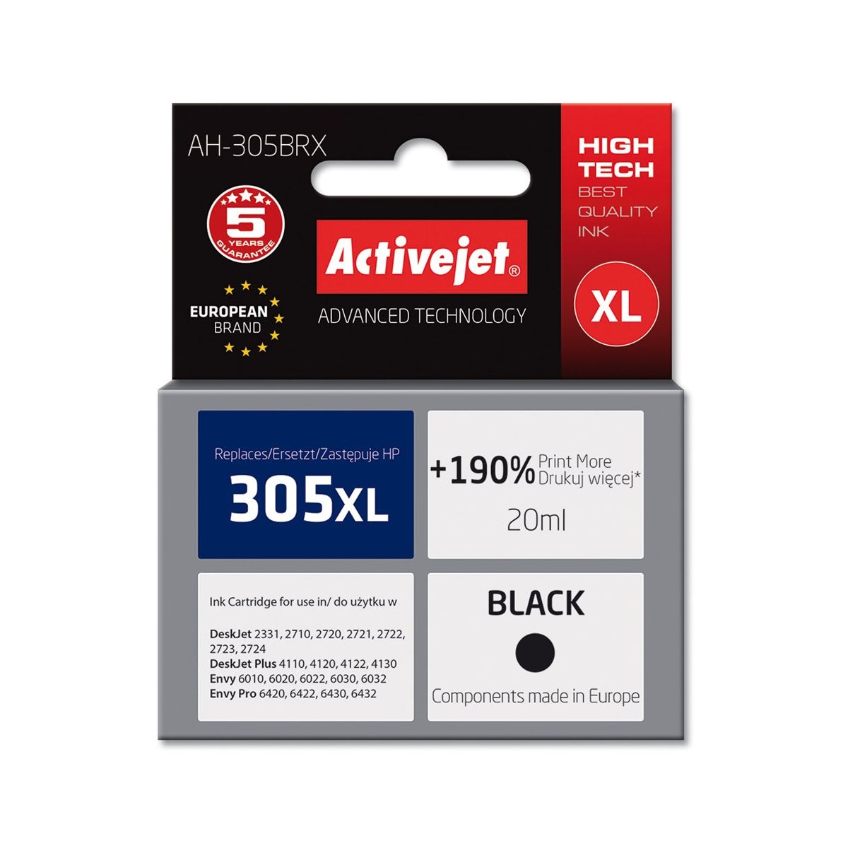 Tusz (cartridge) alternatywny Activejet HP 305XL 3YM62AE czarny 20ml (EXPACJAHP0332)