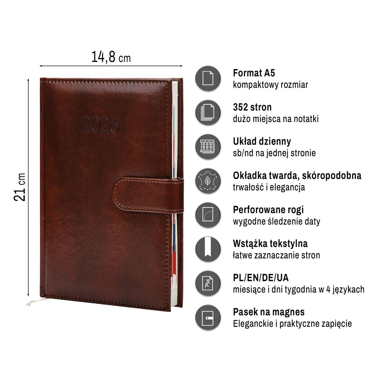 Kalendarz książkowy (terminarz) (308040) k:4071-670 BUSINESS PREMIUM A5 Press (DZIENNY)