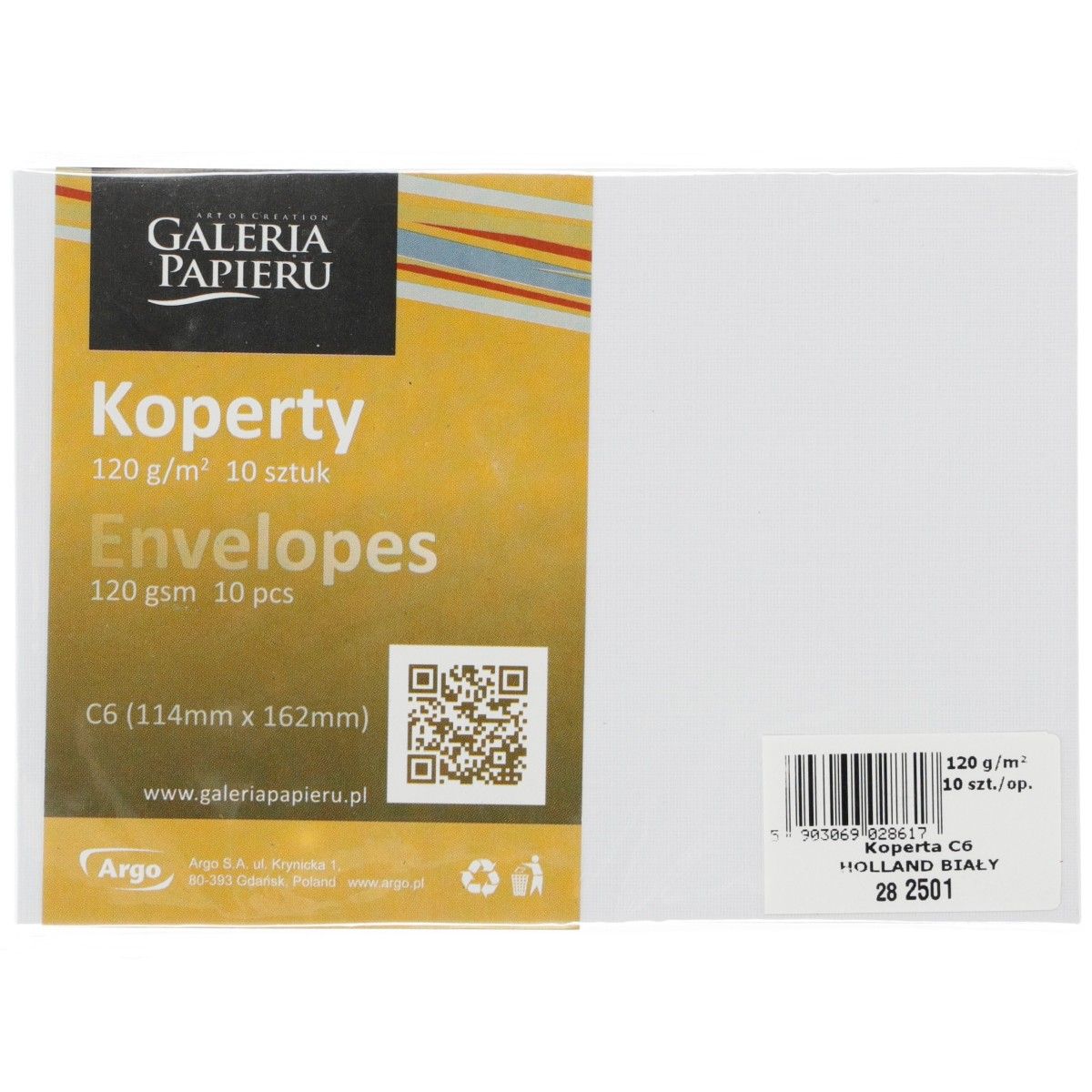 Koperta Galeria Papieru C6 biała (282501) 10 sztuk