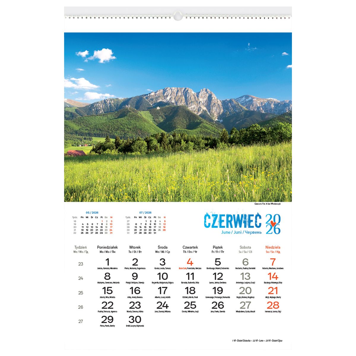 Kalendarz ścienny (401000) k:2915-377 PEJZAŻE TATRZAŃSKIE 13-planszowe 2024 320mm x 470mm Lucrum (RW05)