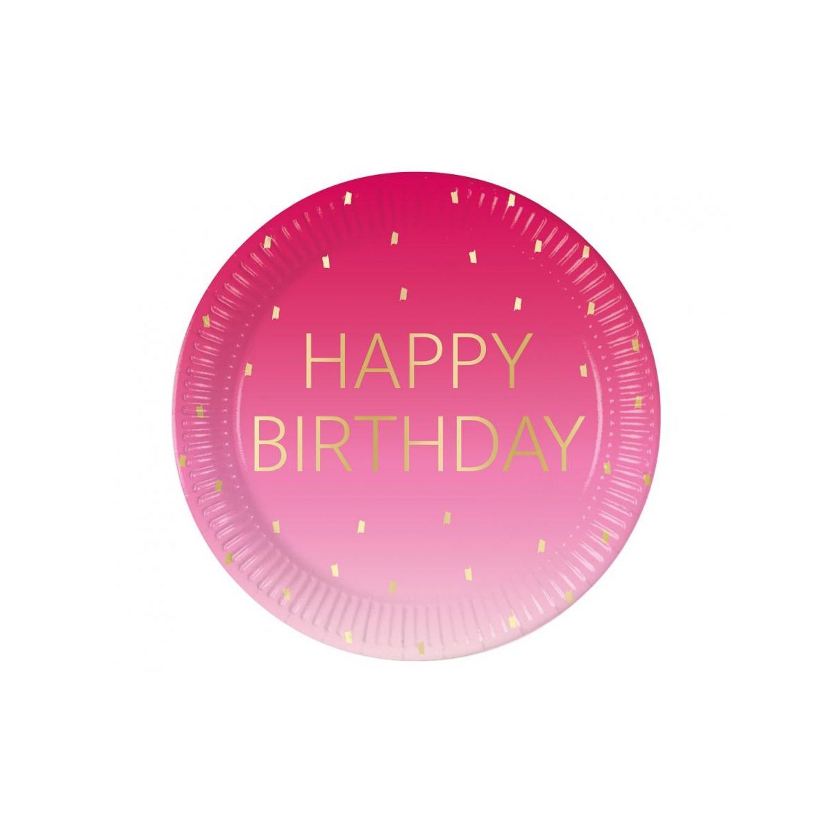 Talerz jednorazowy Godan Pink Happy Birthday, Decorata papier śr. 230mm 8 szt (96623)