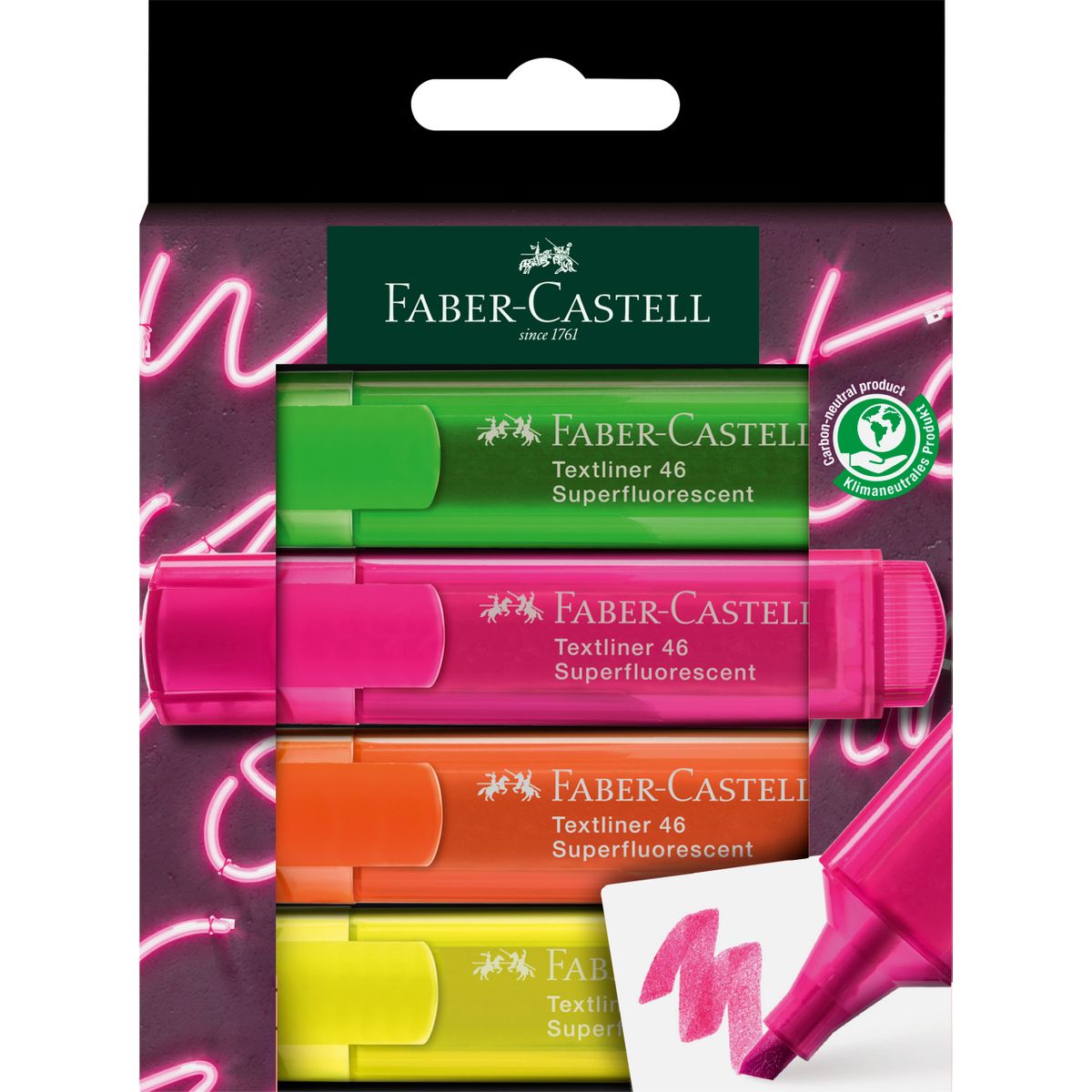 Zakreślacz Faber Castell Super Neon 4 kol. mix 1,0-5,0mm (254600 FC)