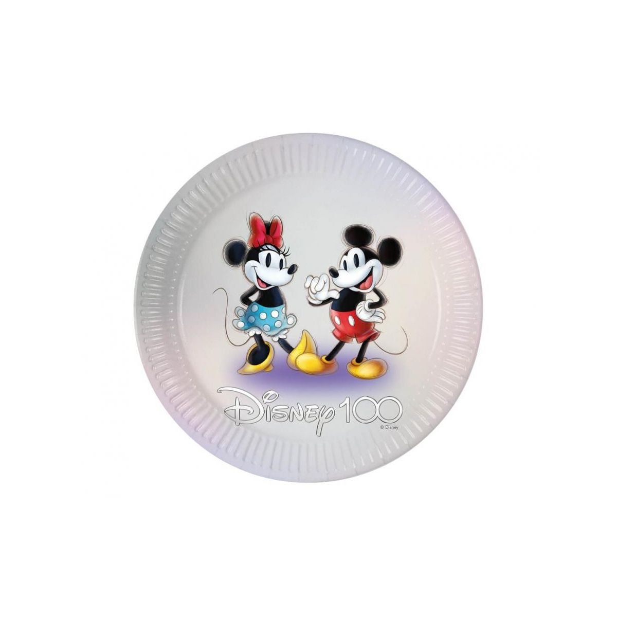 Talerz jednorazowy Godan Disney 100 - Mickey & Minnie papier śr. 230mm 8 szt (85671)