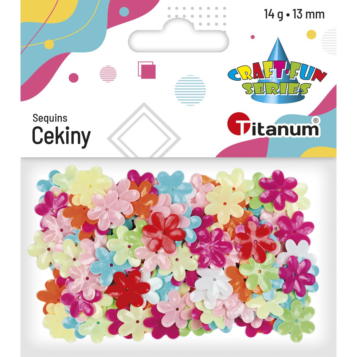 Cekiny Titanum Craft-Fun Series kwiatki kolorowe 14g (CK061)