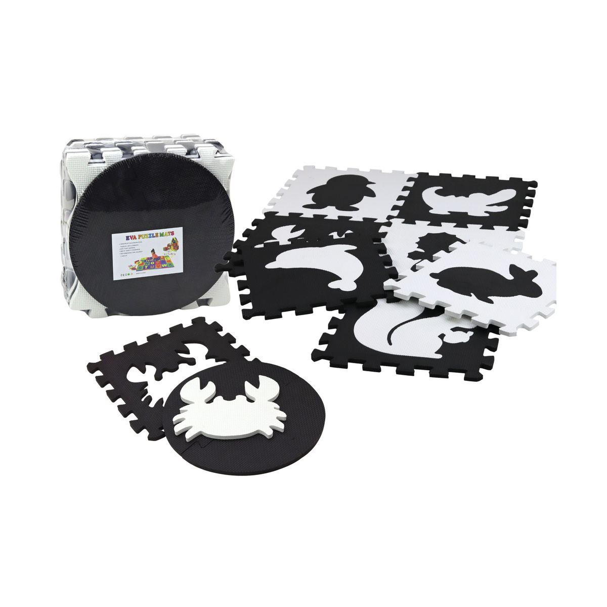 Mata dla malucha Puzzle Mata Kontrastowa Edukacyjna Pianka EVA Czarno-Białe 19 ele. Lean (17481)