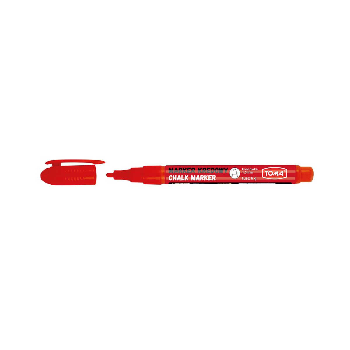 Marker specjalistyczny Toma kredowy czerwony 1,5mm ścięta końcówka