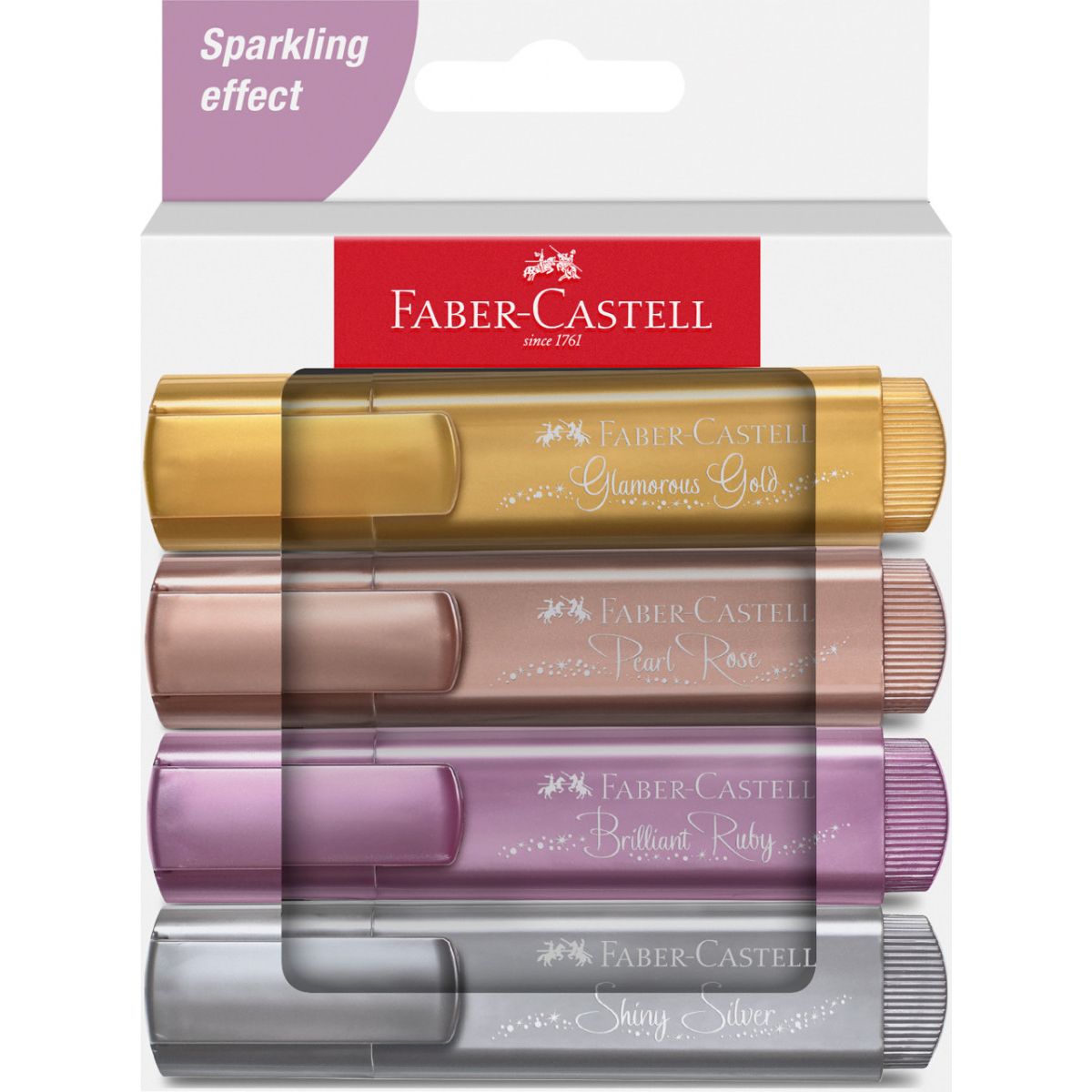 Zakreślacz Faber Castell 4 kol. metaliczny mix 1,0-5,0mm (254674 FC)