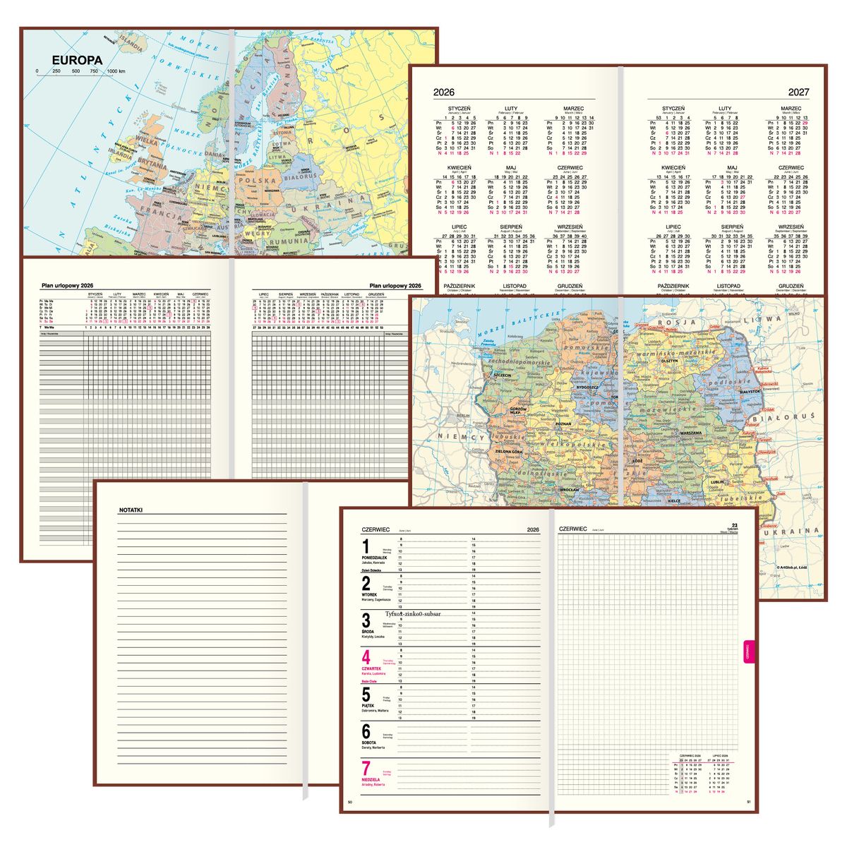 Kalendarz książkowy (terminarz) (308040) k:4071-670 A5 Press (tygodniowy)